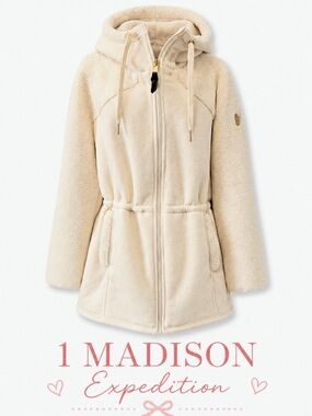 1 Madison Expedition Cream Hooded Sherpa Coat